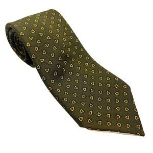 Vintage Rivetz Printed Necktie Olive Green Business Casual Office Formal Rare